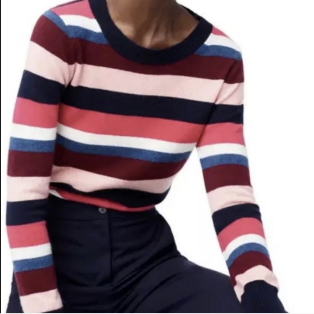 NWT JCrew Everyday Stripe Cashmere Crewneck Sweater
